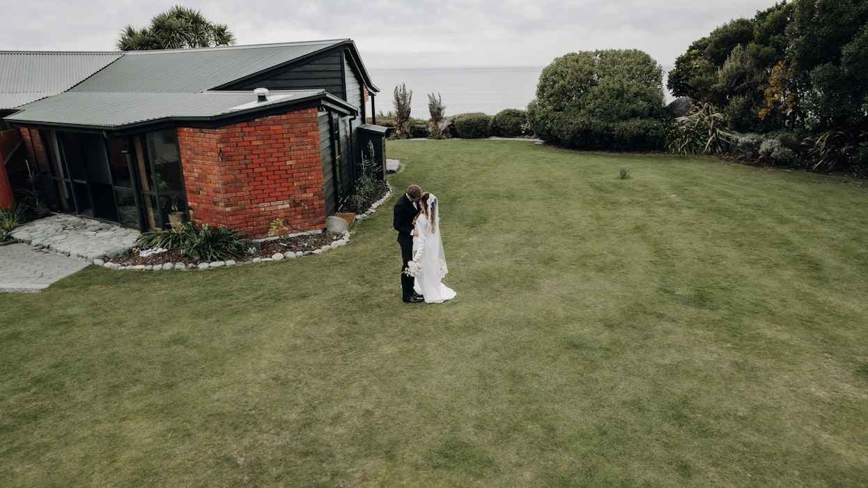 Bride and front front lawn