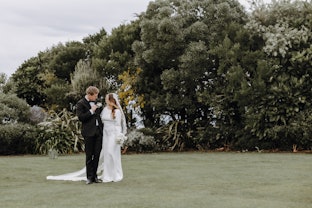 Gardens bride and groom