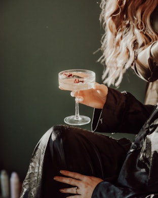 Champagne in brides hand