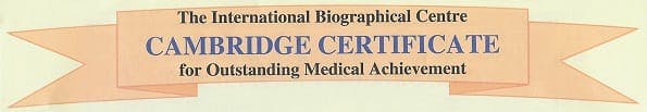 The International Biographical Centre Cambridge Certificate for Outstanding Medical Achievement logo