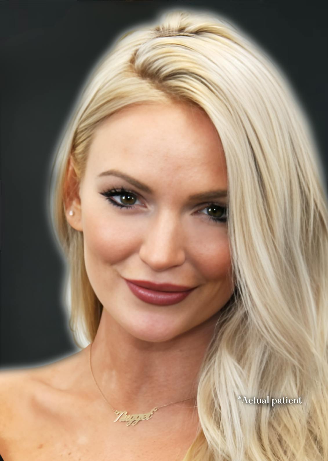 close-up of blonde woman's face
