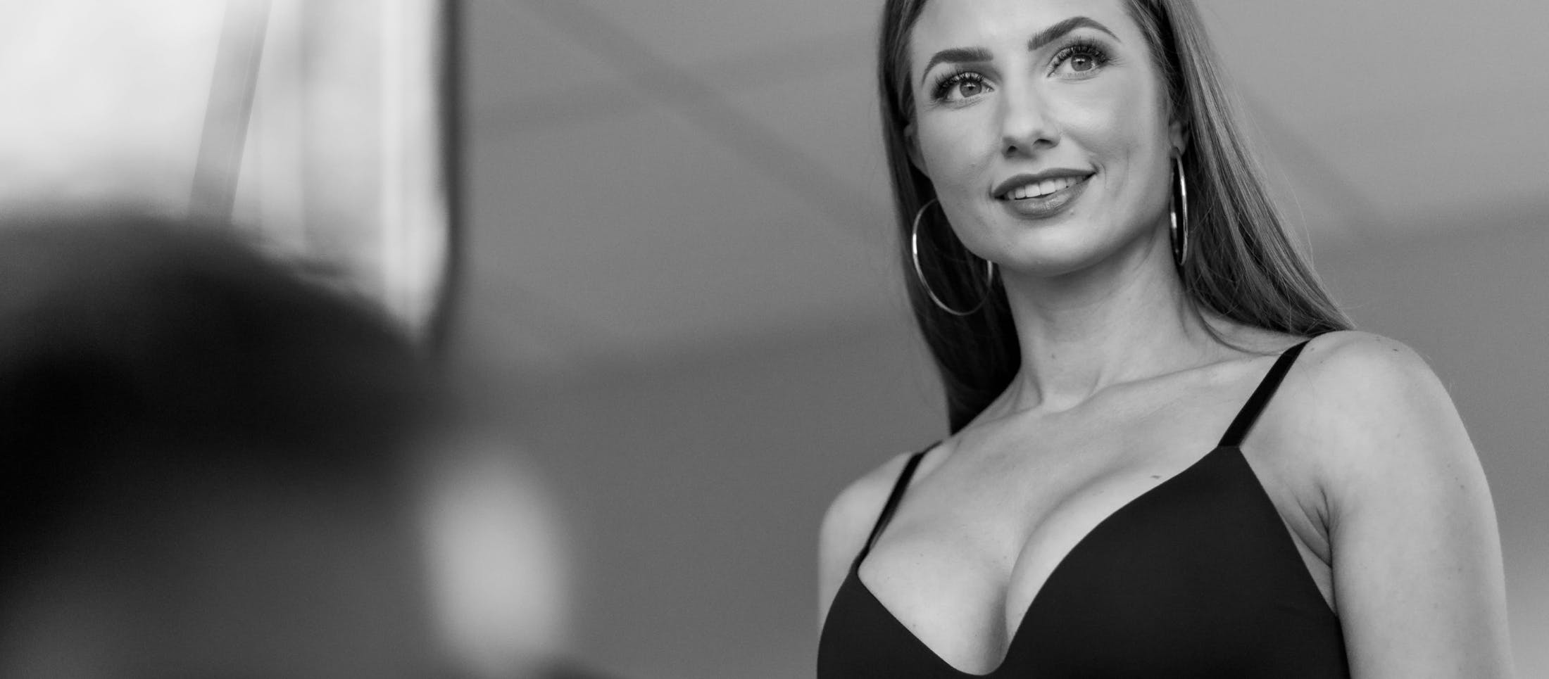 Woman with big hoop earrings