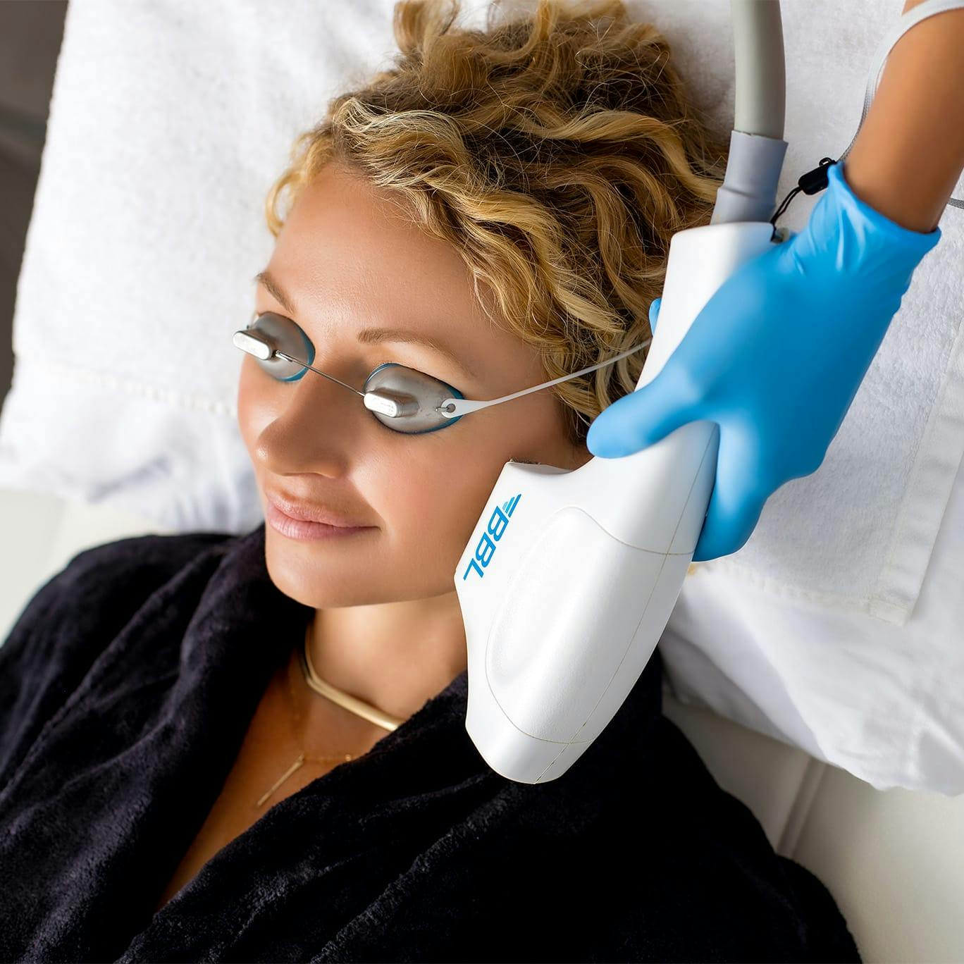 Woman receiving BBL facial