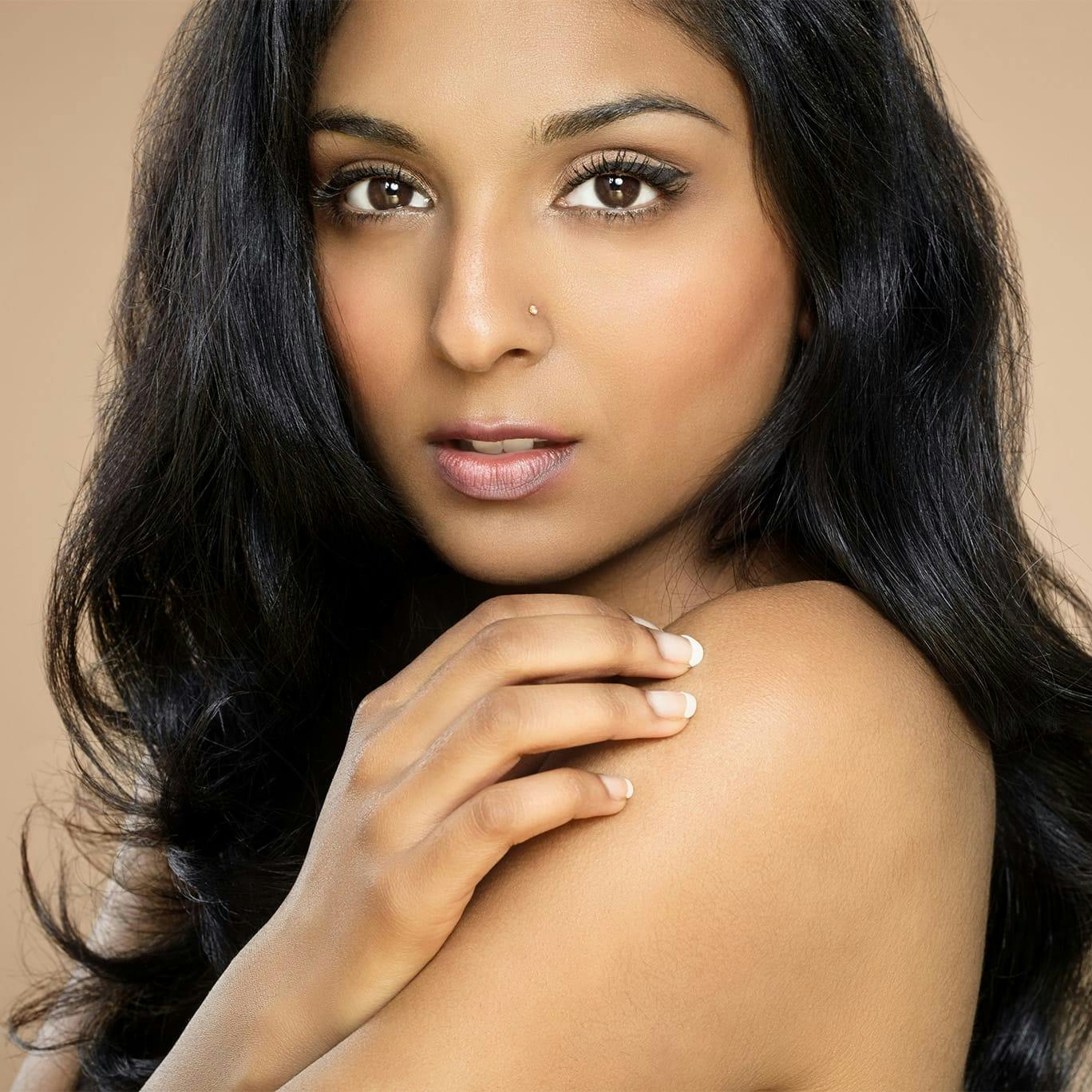 Woman with looking over shoulder