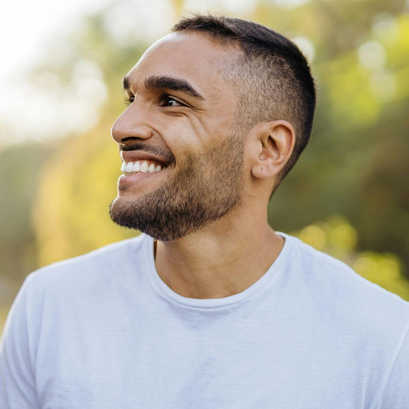 Bearded man smiling