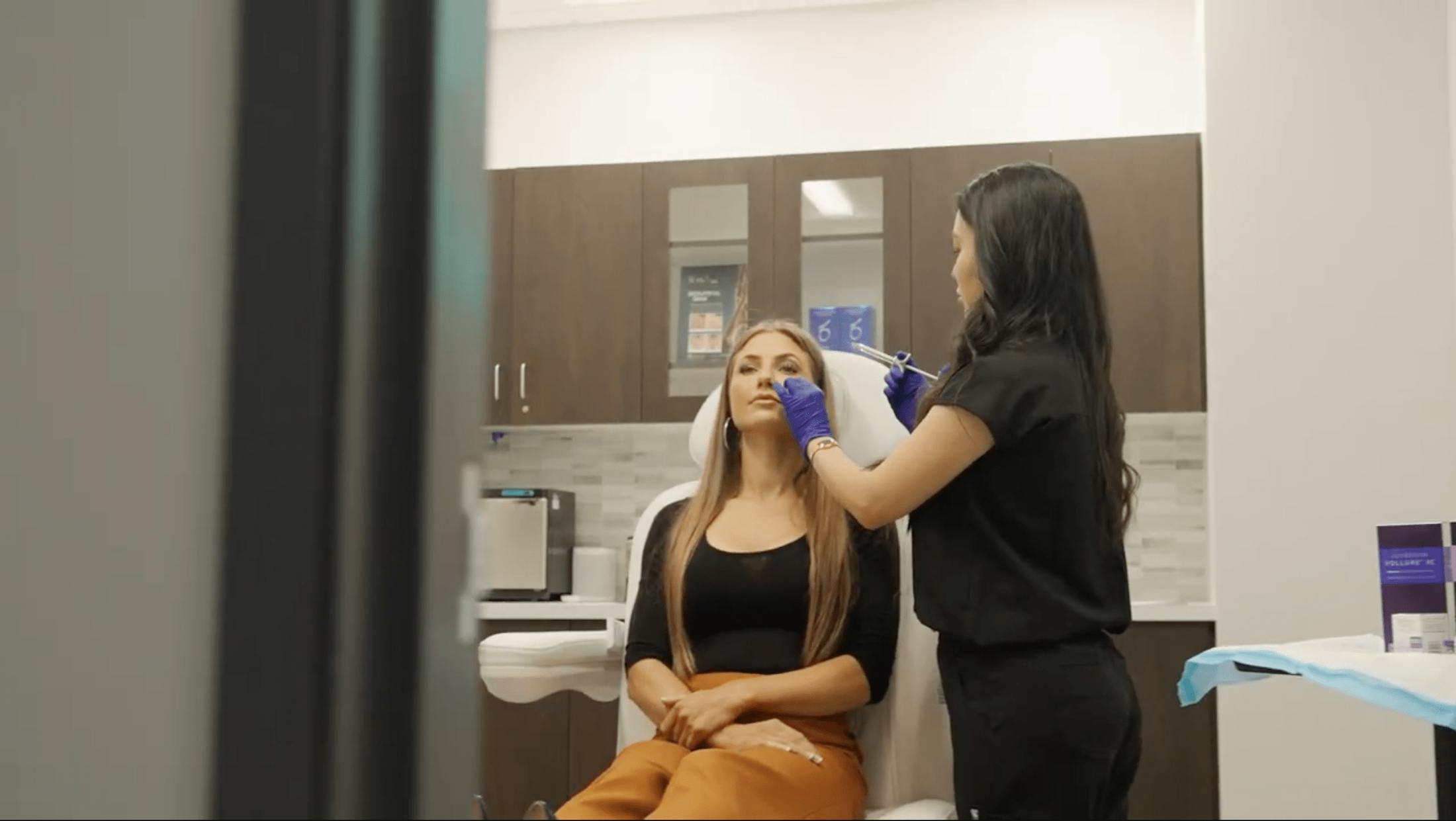 Patient receiving facial injection