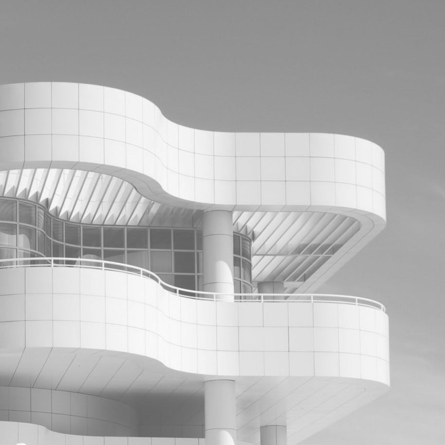 a greyed out curved building