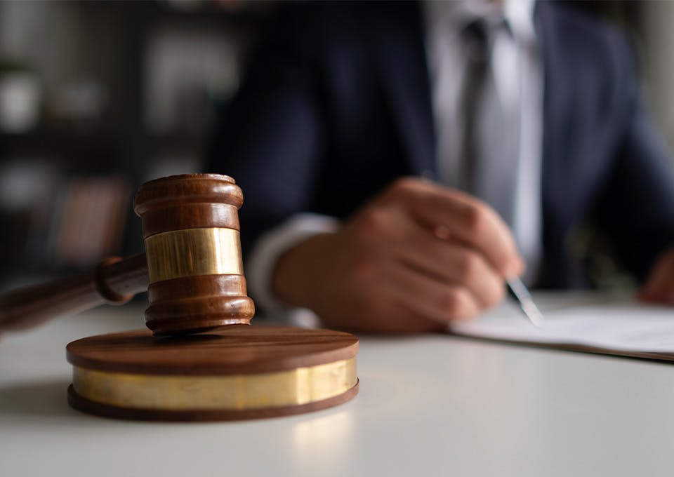 a gavel and block