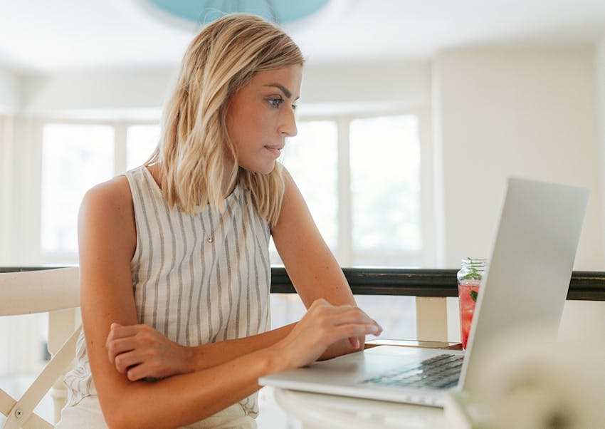 Woman working on her laptop
