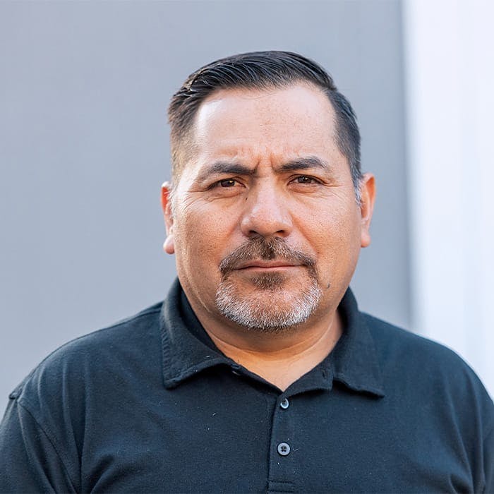 man looking into camera