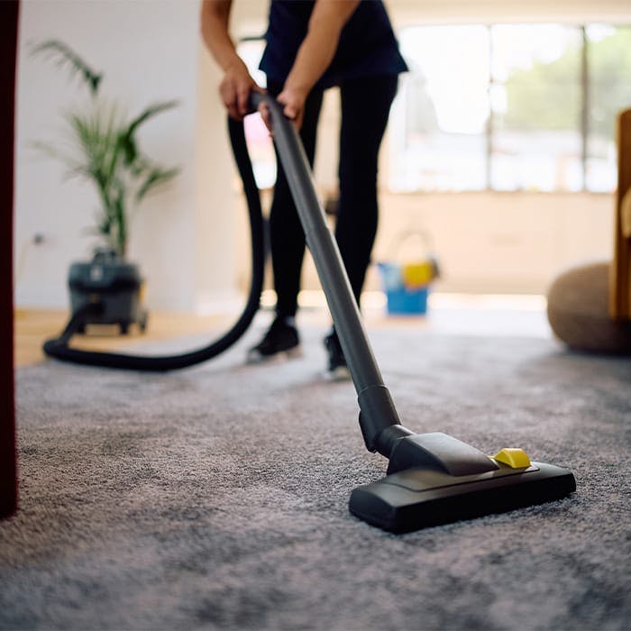 a person vacuuming
