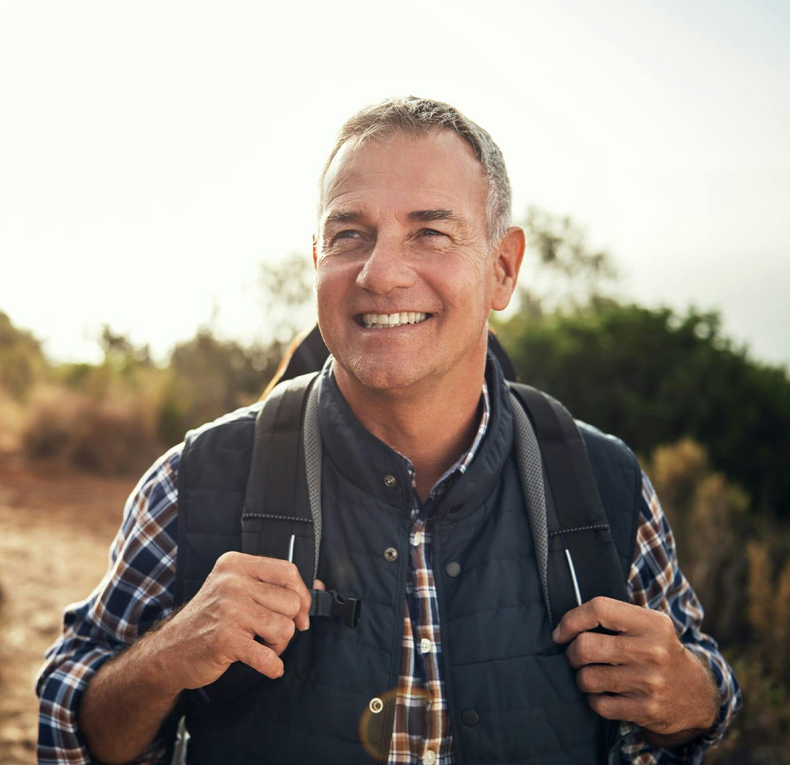 older man on a hike