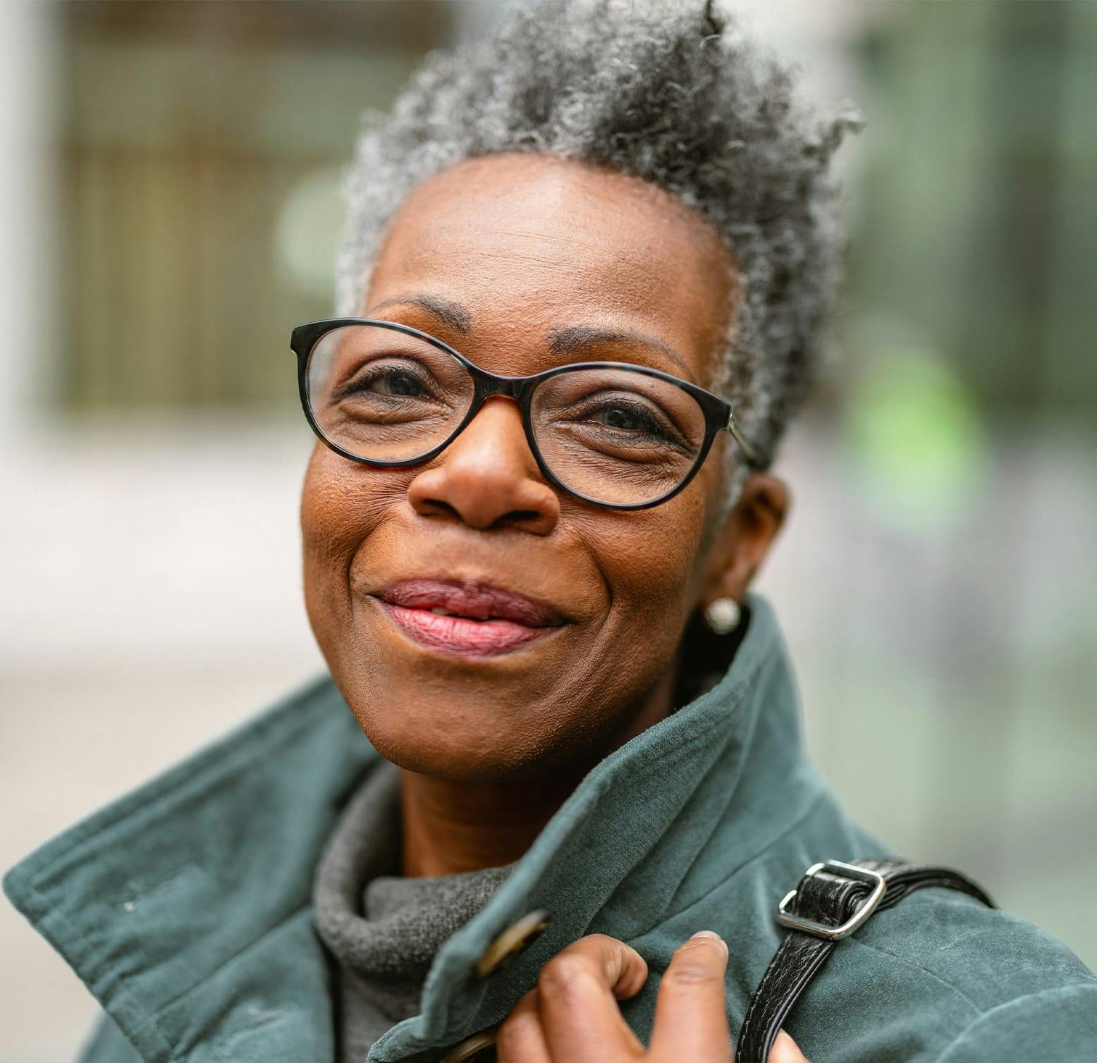 older woman smiling