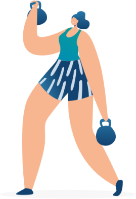 Lady holding kettle bells