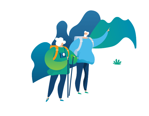 Retiree hiking