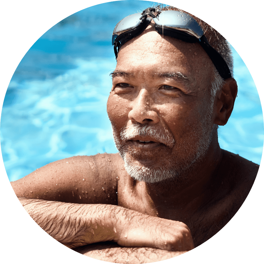 Retiree in pool