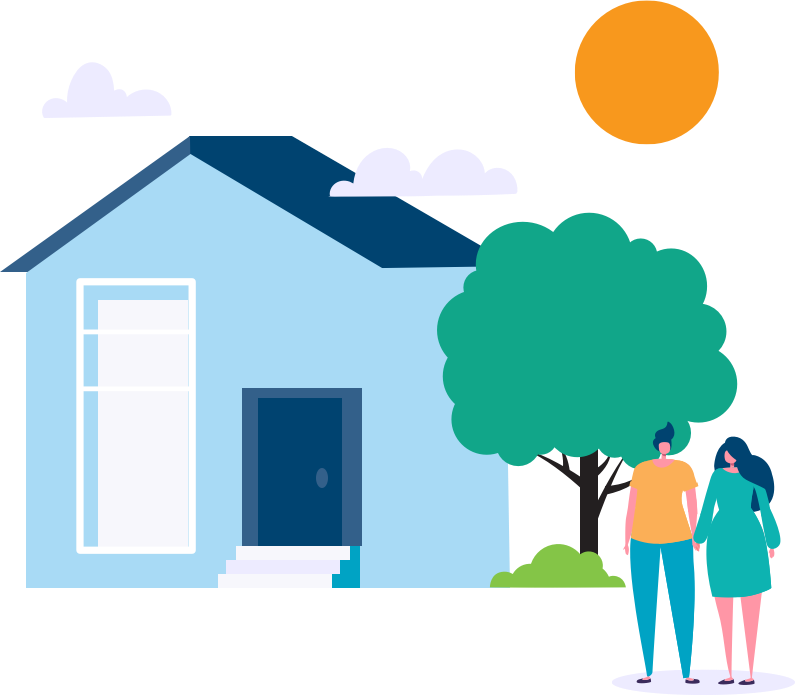 Picture of couple standing in front of a house