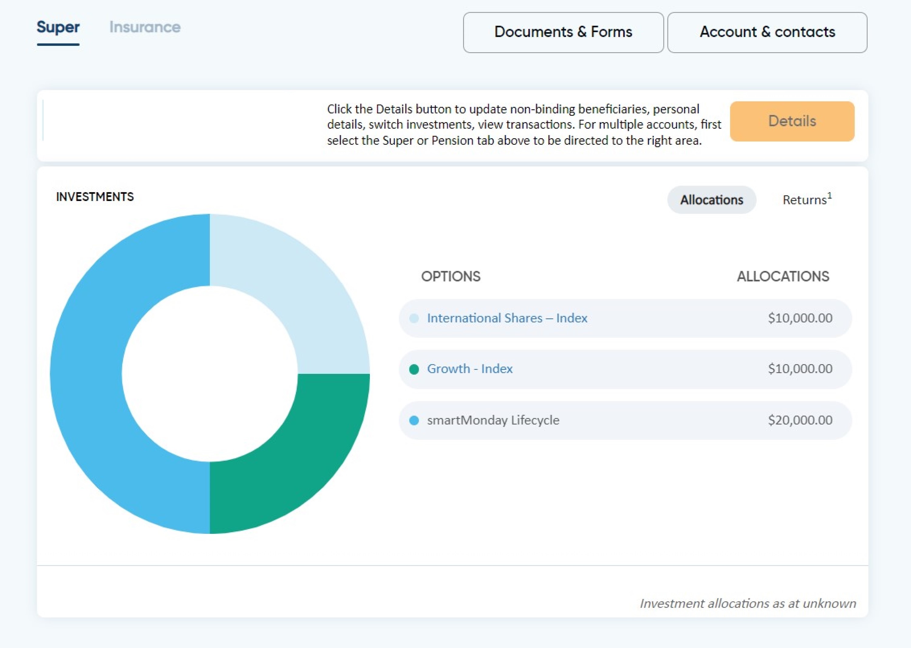 Image of Investment graph as shown on personal home page