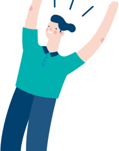 A man with his arms raised