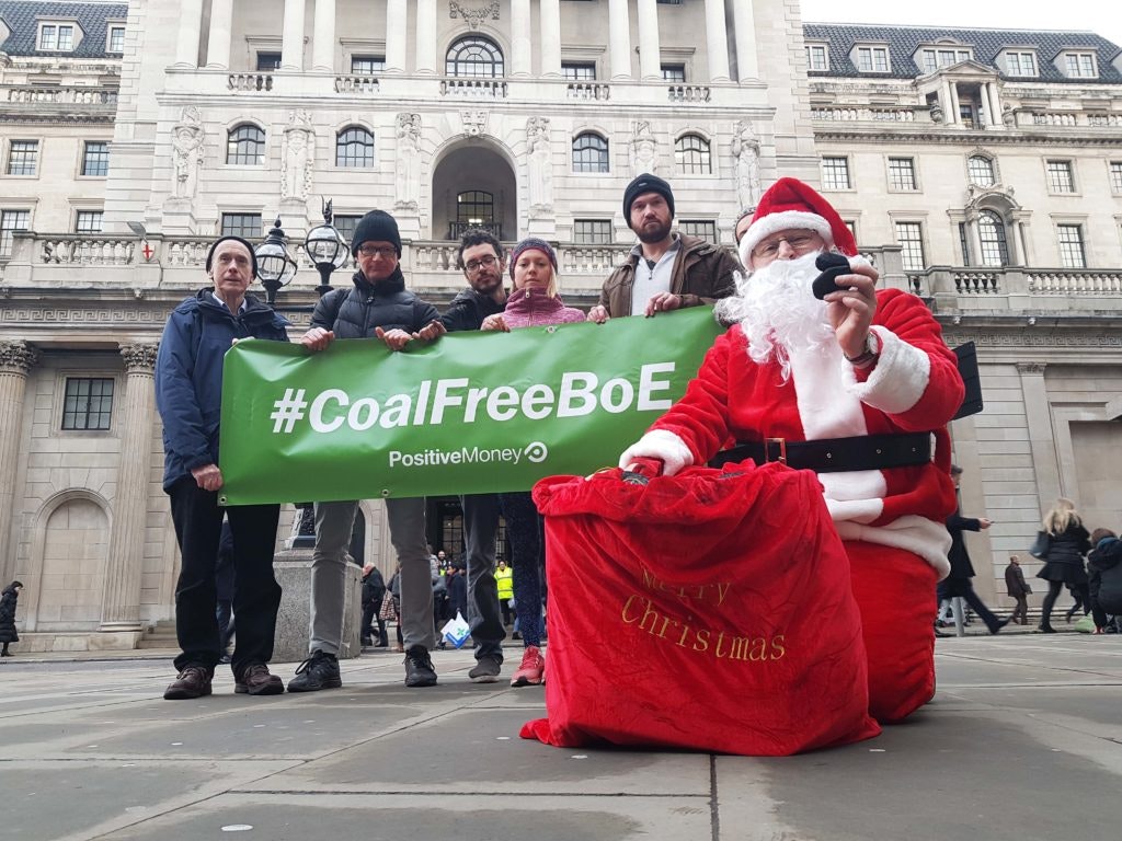 Father Christmas visits the Bank of England