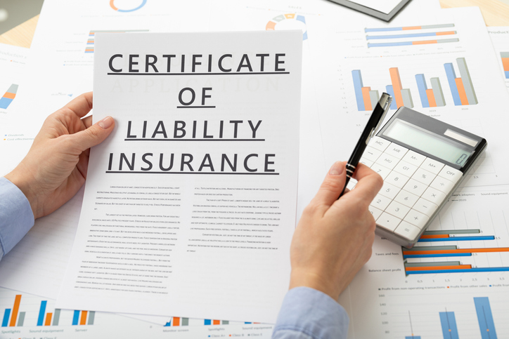 A document showing Certificate of Liability Insurance which is offered by Gardian Insurance Broker in Mackay.