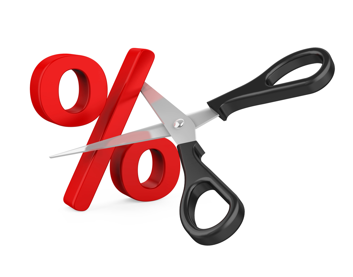 Scissors cutting a % sign displaying the RBA Cut Rate on May 2025.