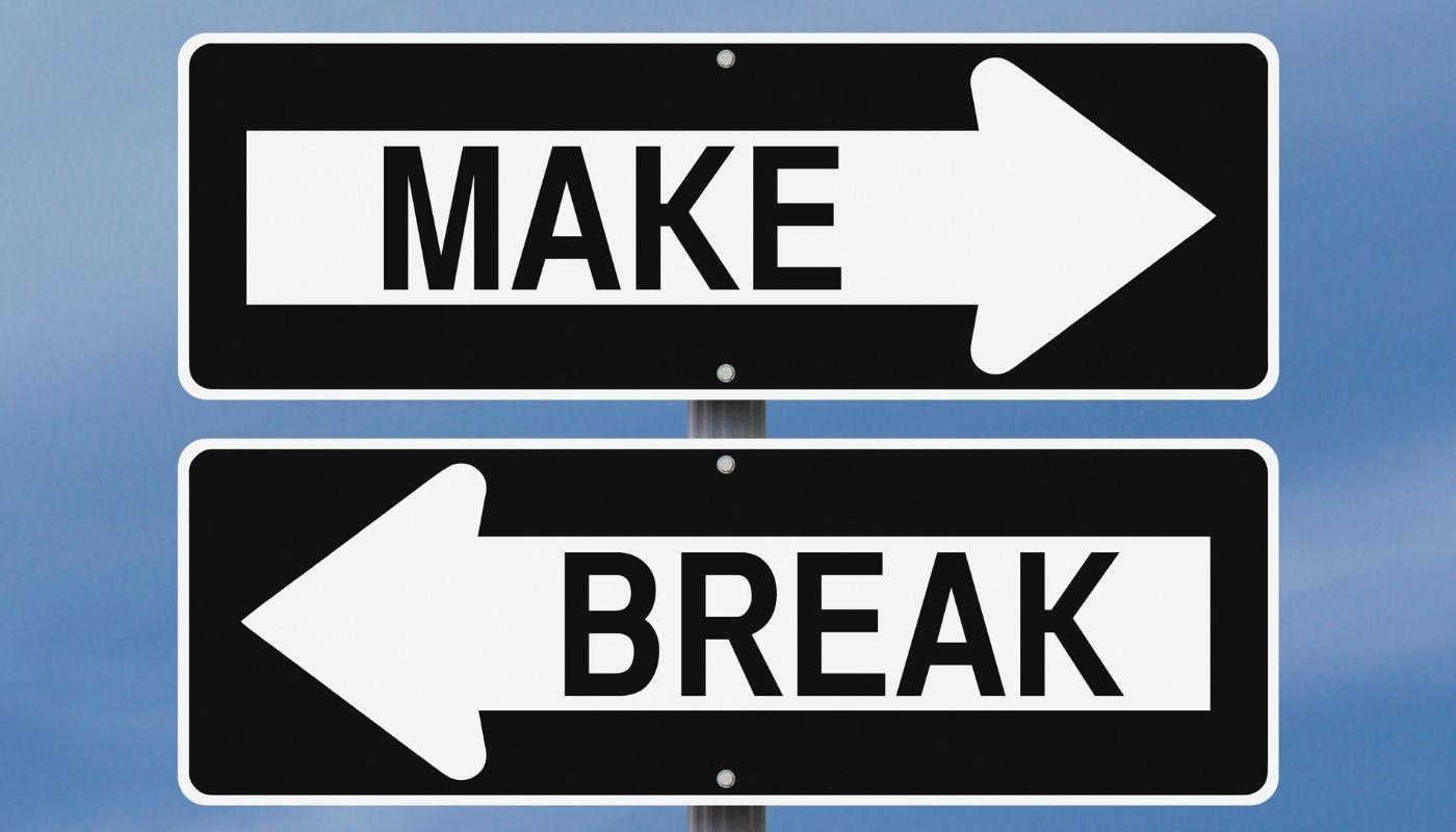 An arrow pointing right where it has make written on it and another arrow pointing left where it is written break.