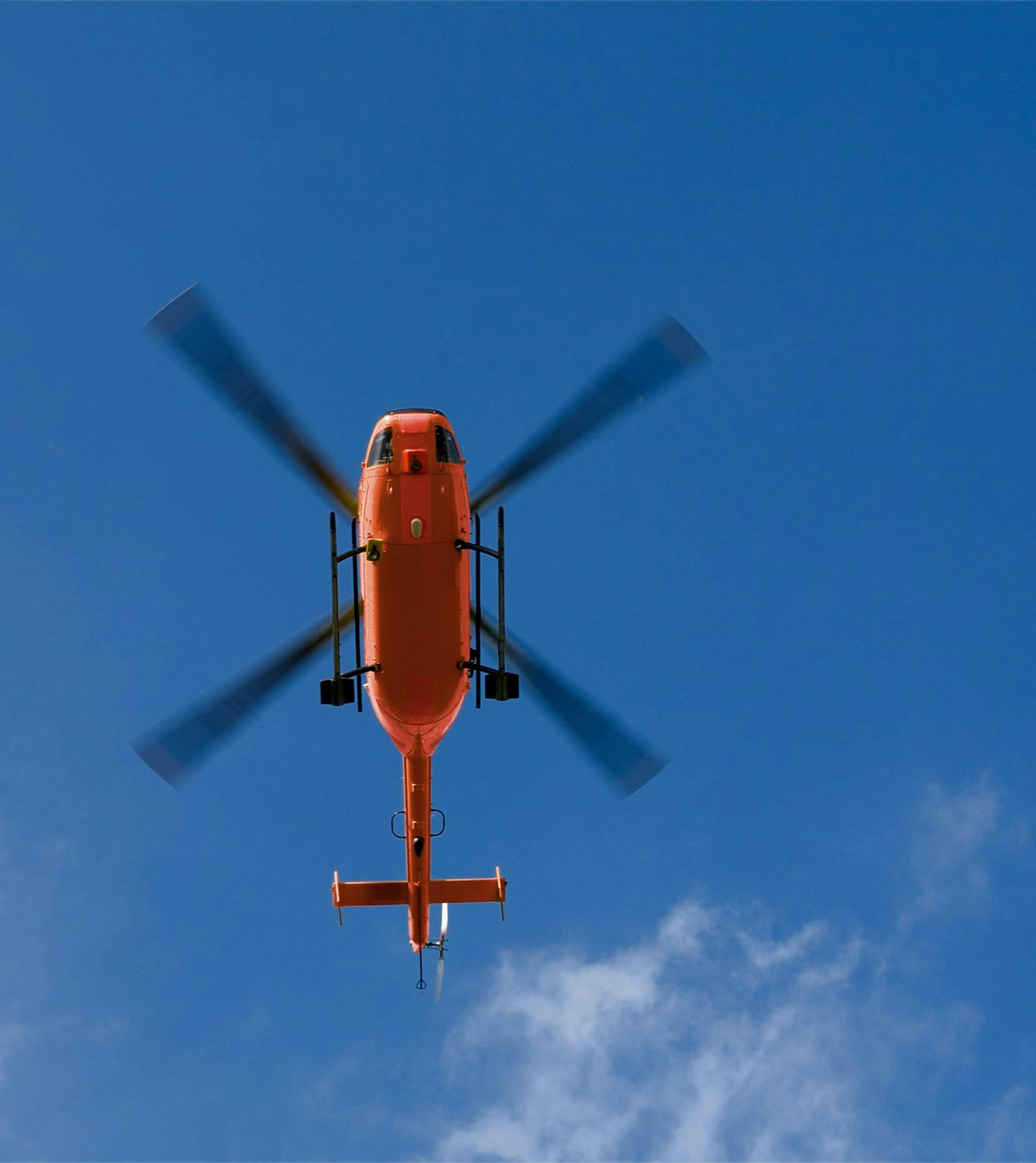 red helicopter from below