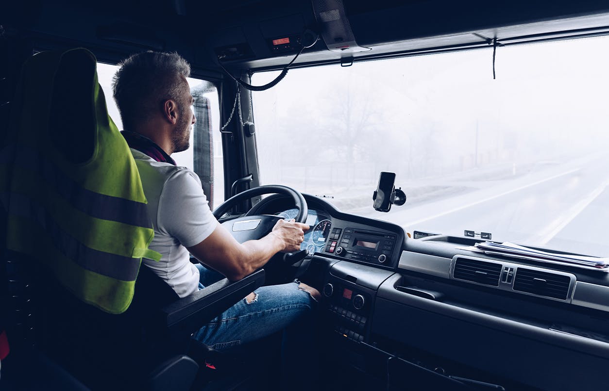 man driving truck