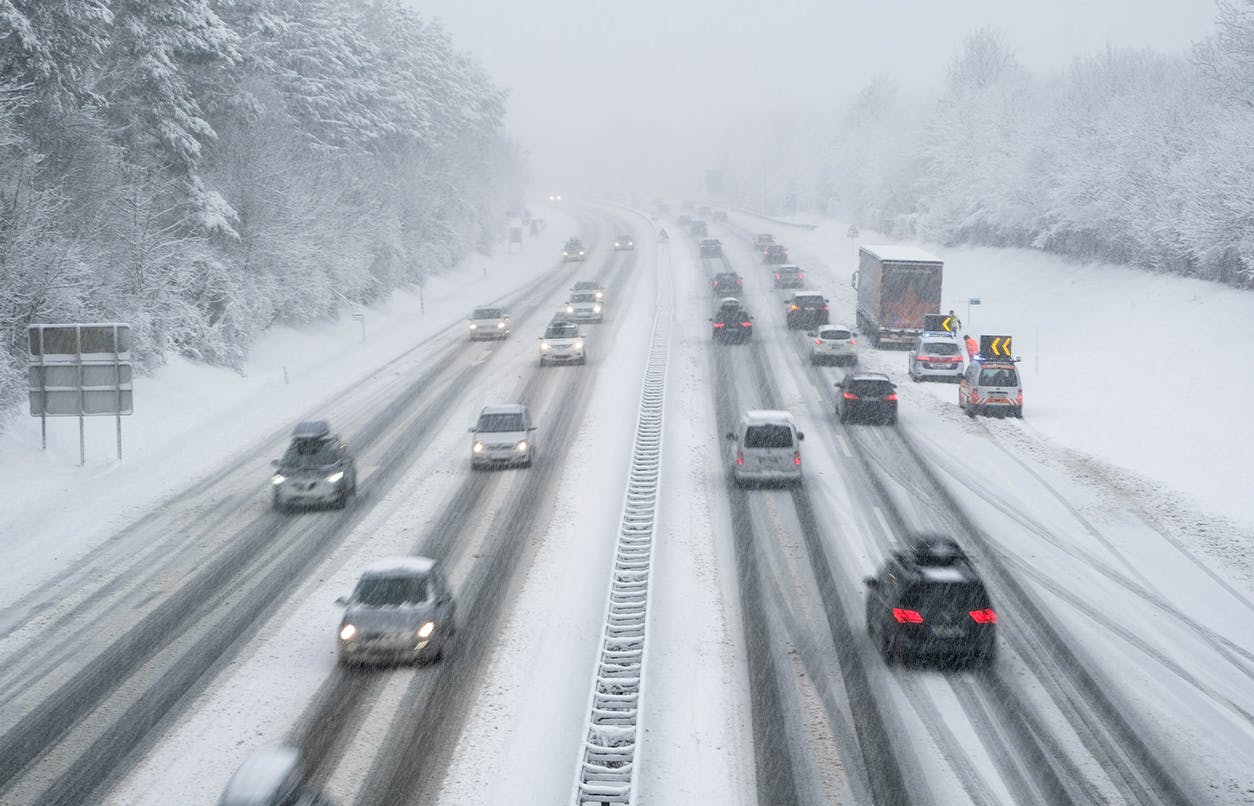 snowy freeway