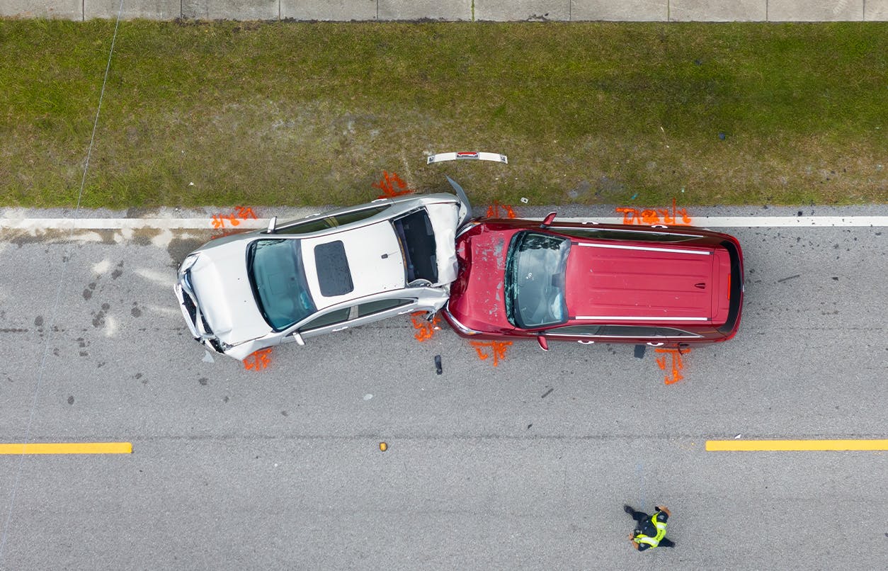 bird's eye view of car accident