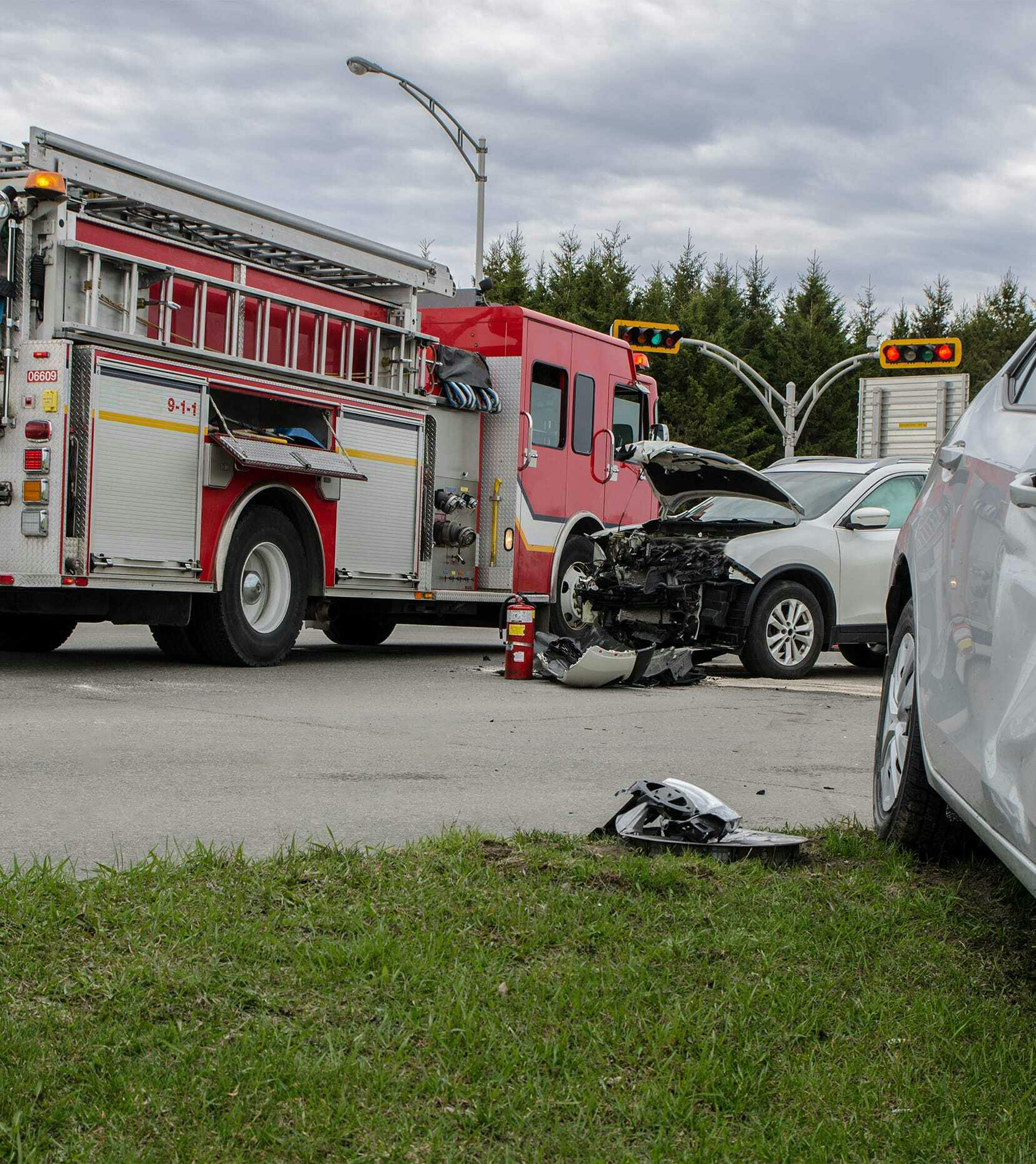 fire truck at car accident scene