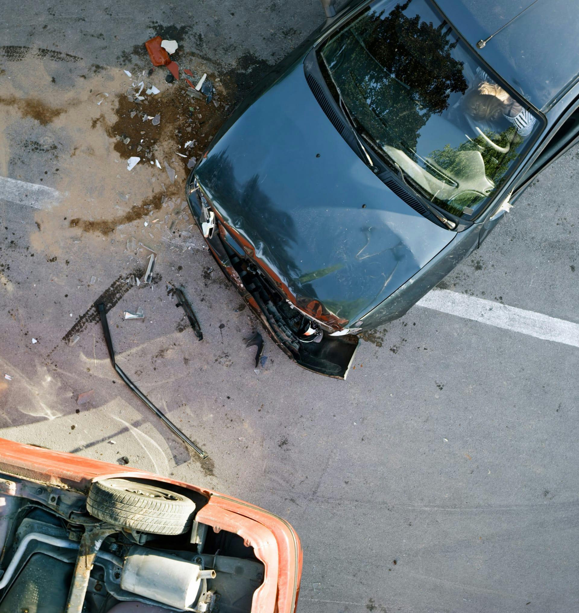 two cars in a crash