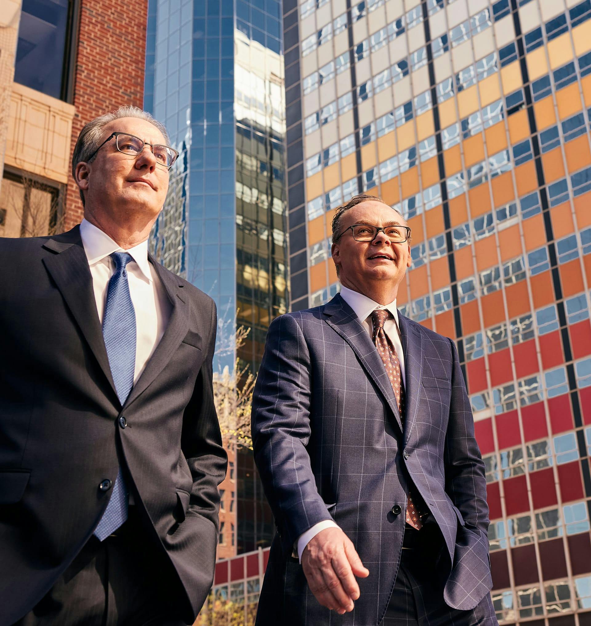 Stipe and Belote walking outside