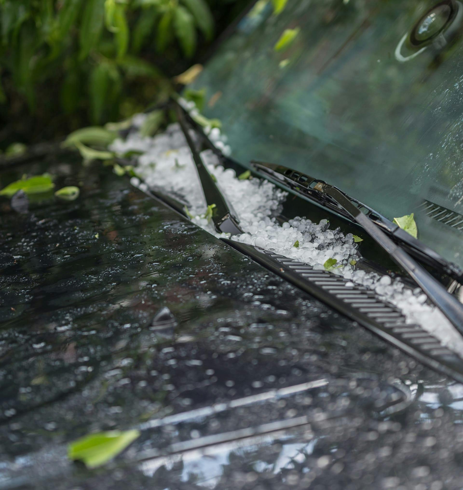 hail on car