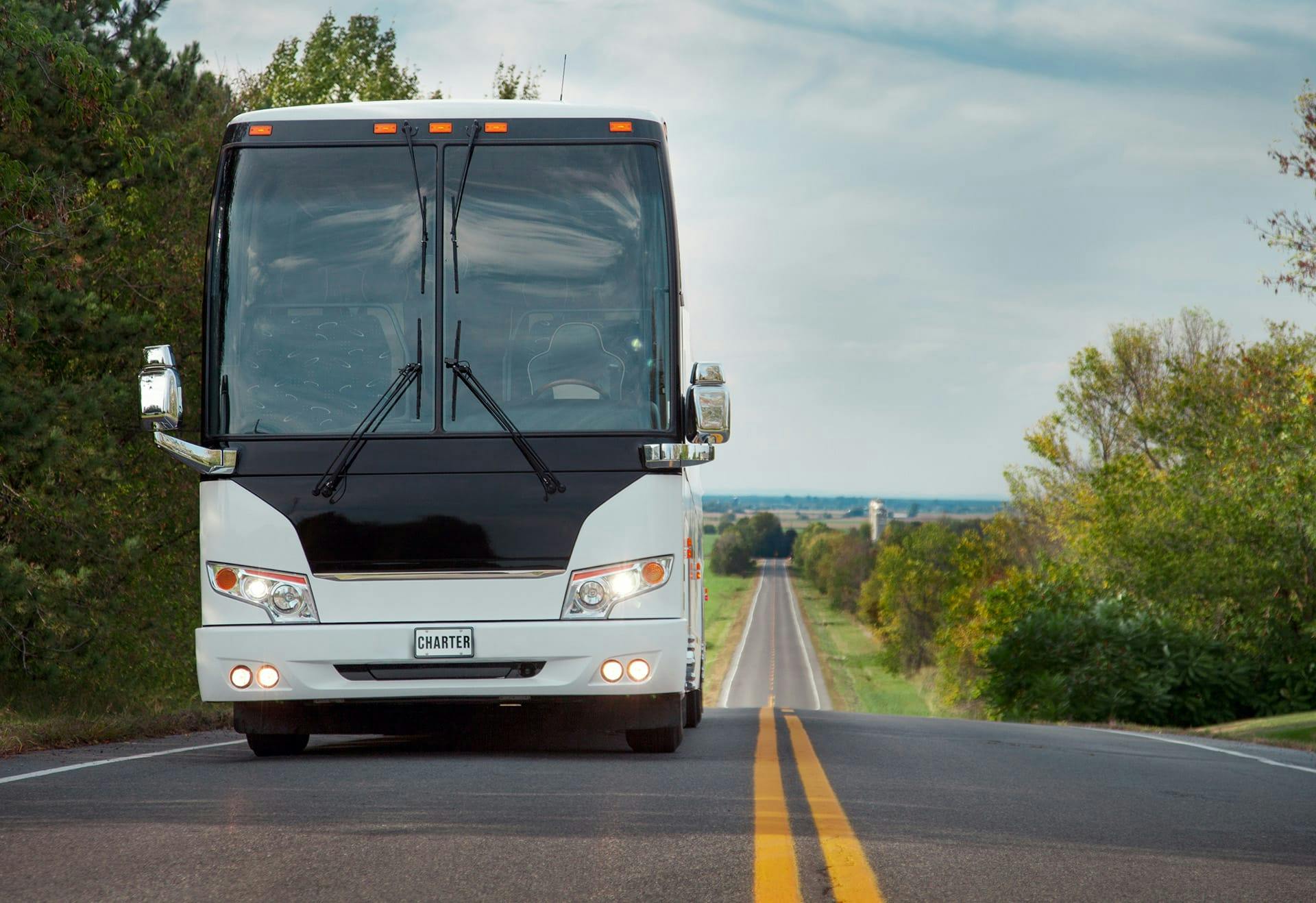 bus driving on road
