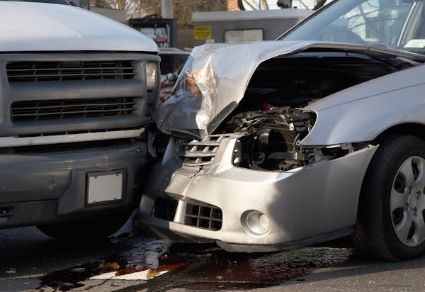 two cars in a crash