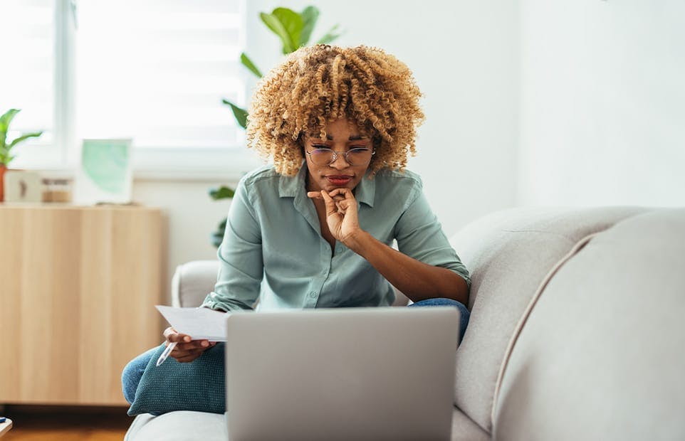 Woman working on laptop