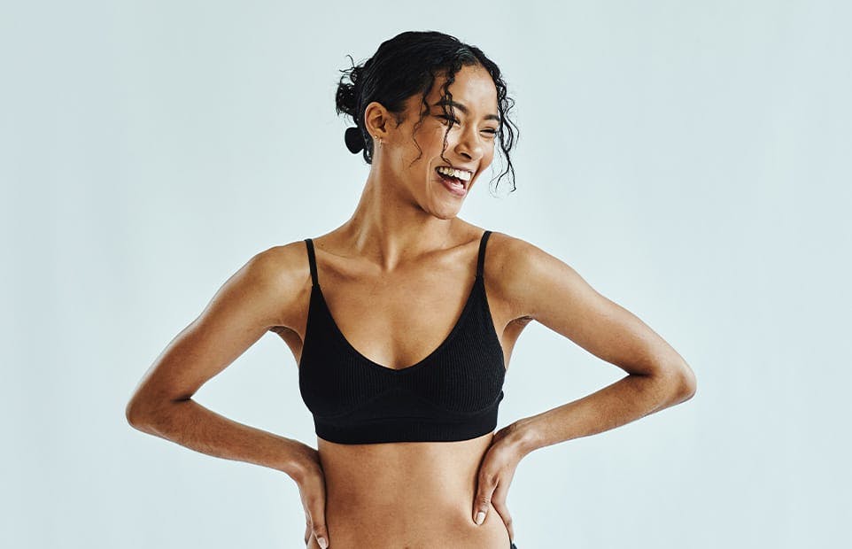 Woman posing in black underwear
