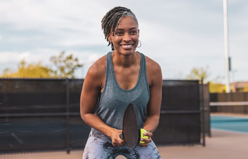 Woman playing tennis