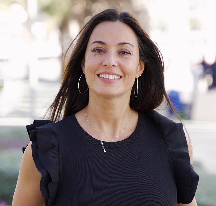 Woman in black blouse