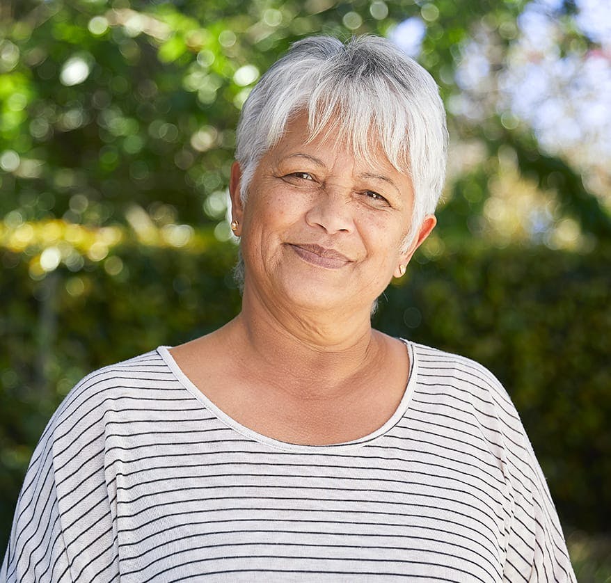 Woman wearing striped shirt