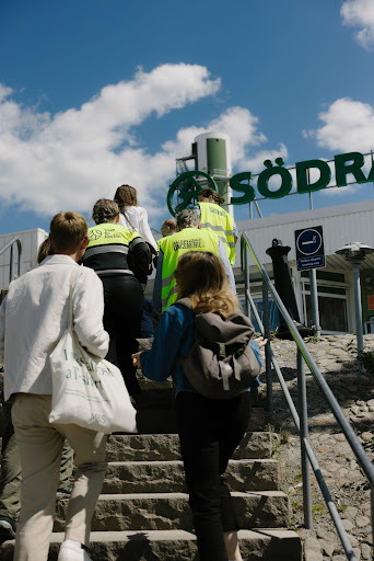 A group take a tour through the Sodra facilities