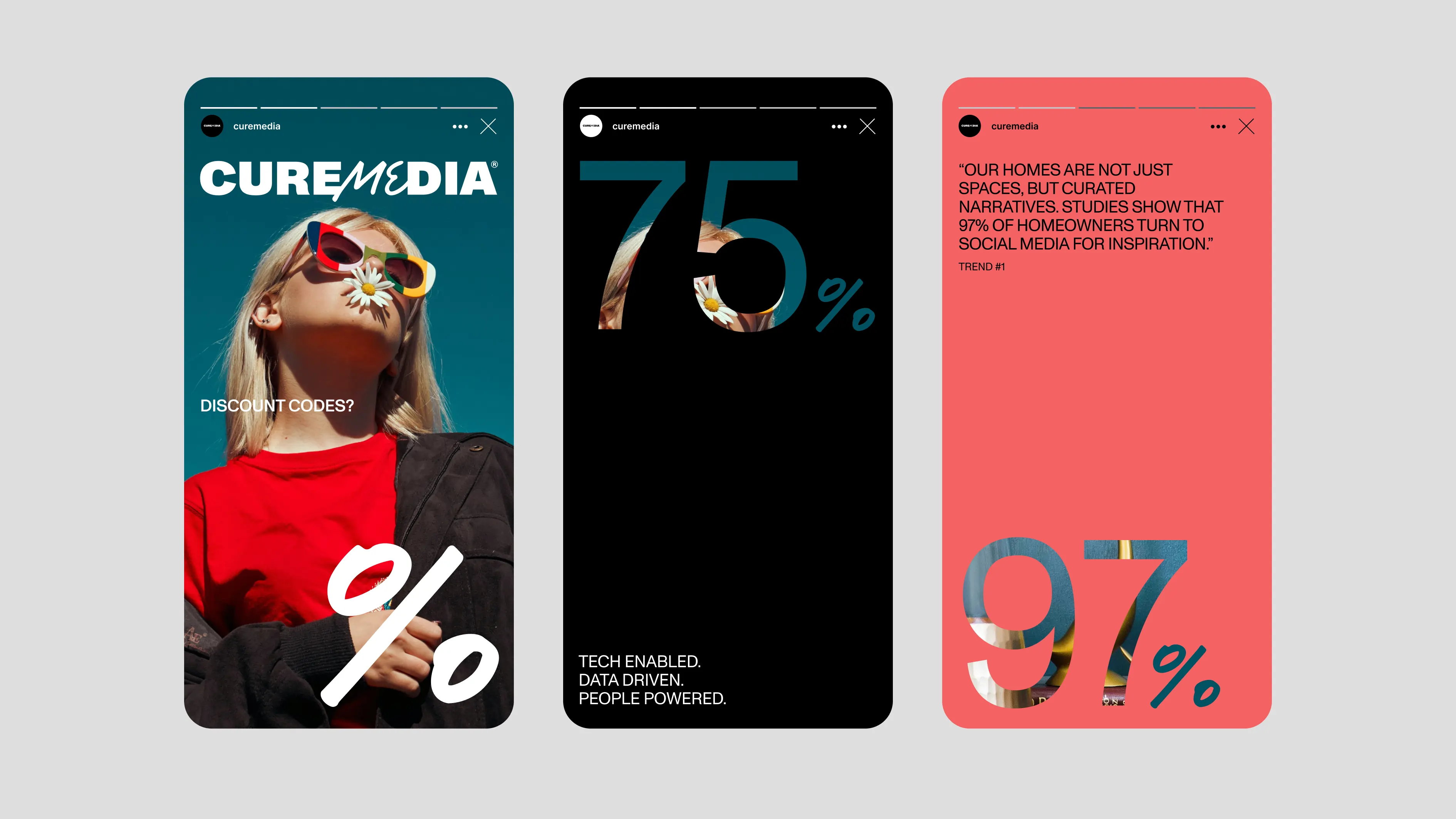 mobile view on phone screens Cure Media web site on mobile view
