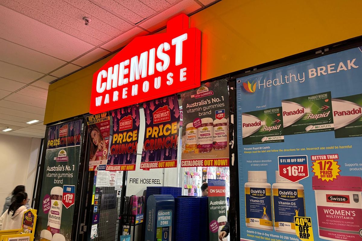 Un foto de una farmacia Chemist Warehouse en Australia