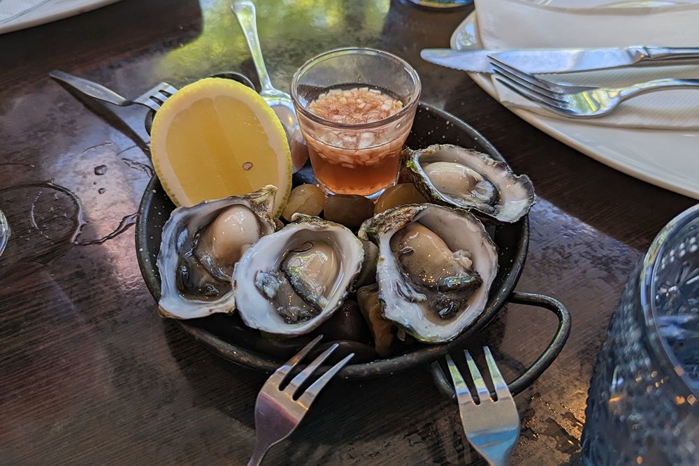 Photo of some oysters in a restaurant in Perth