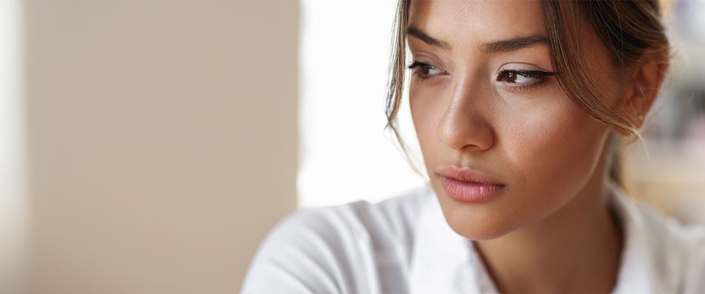 woman looking to the left