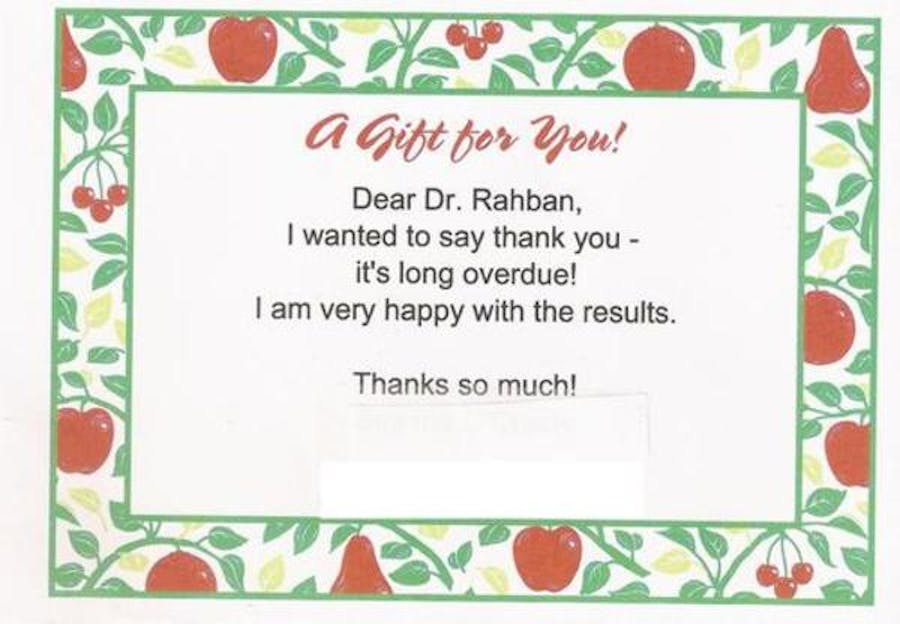 thank you card to Dr. Rahban