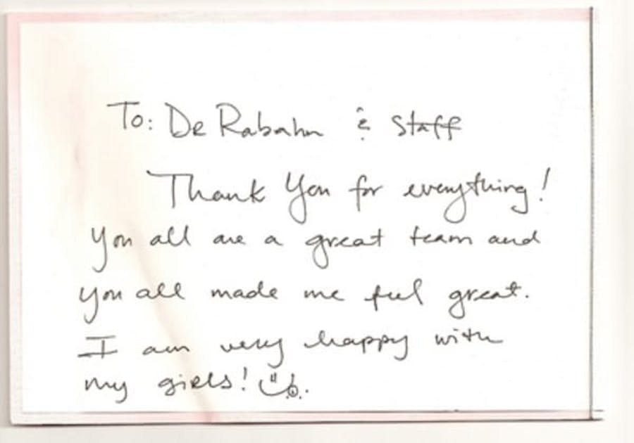 thank you card to Dr. Rahban