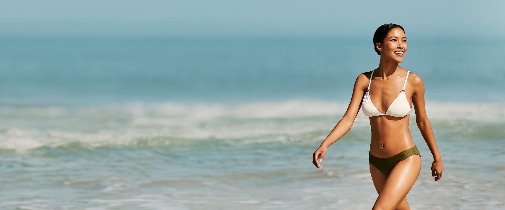 woman at the beach in a bikini